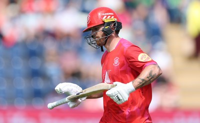 290726 - Welsh Fire Men v Trent Rockets Men, The Hundred - Phil Salt of Welsh Fire walks back after being dismissed