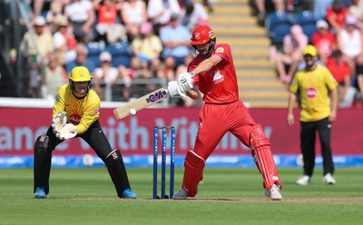 290726 - Welsh Fire Men v Trent Rockets Men, The Hundred - Matthew Short of Welsh Fire plays a shot