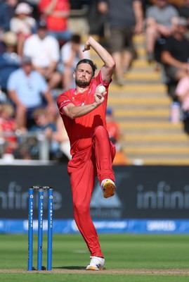 290726 - Welsh Fire Men v Trent Rockets Men, The Hundred - Chris Woakes of Welsh Fire bowls