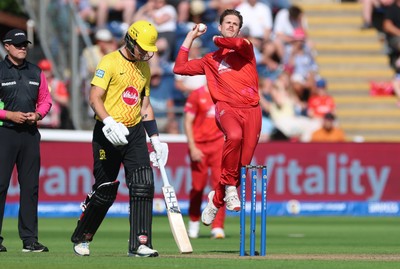 290726 - Welsh Fire Men v Trent Rockets Men, The Hundred - Lockie Ferguson of Welsh Fire bowls