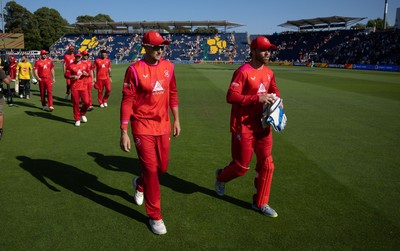290726 - Welsh Fire Men v Trent Rockets Men, The Hundred - Welsh Fire leave the pitch at the end of the match