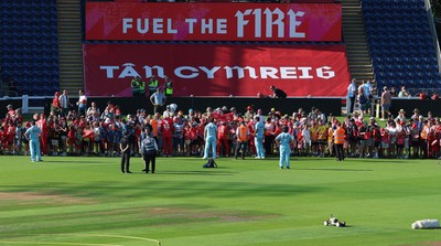 290726 - Welsh Fire Men v Trent Rockets Men, The Hundred - Fans wait at Sophia Gardens to get autographs and selfies with the Welsh Fire team
