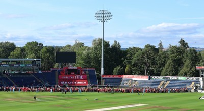 290726 - Welsh Fire Men v Trent Rockets Men, The Hundred - Fans wait at Sophia Gardens to get autographs and selfies with the Welsh Fire team