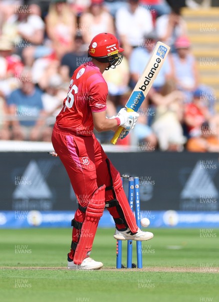 290726 - Welsh Fire Men v Trent Rockets Men, The Hundred - Joe Root of Welsh Fire reacts as he is dismissed