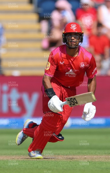 290726 - Welsh Fire Men v Trent Rockets Men, The Hundred - Rachin Ravindra of Welsh Fire plays a shot