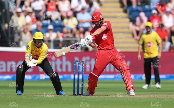 290726 - Welsh Fire Men v Trent Rockets Men, The Hundred - Matthew Short of Welsh Fire plays a shot