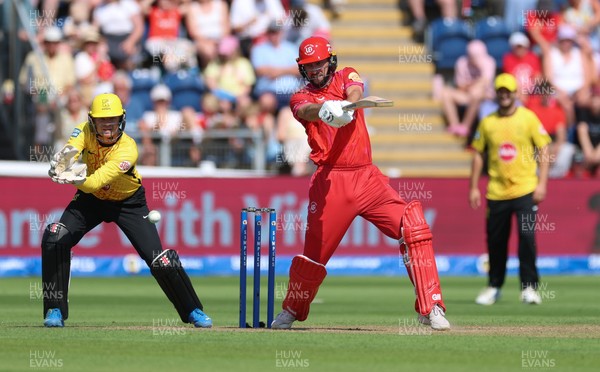 290726 - Welsh Fire Men v Trent Rockets Men, The Hundred - Matthew Short of Welsh Fire plays a shot