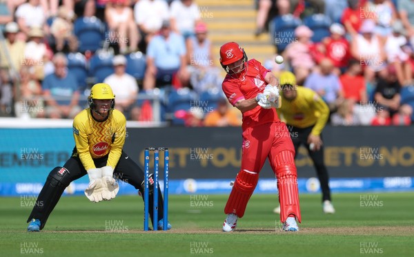 290726 - Welsh Fire Men v Trent Rockets Men, The Hundred - Jordan Cox of Welsh Fire plays a shot