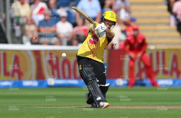 290726 - Welsh Fire Men v Trent Rockets Men, The Hundred - Ben Duckett of Trent Rockets plays a shot, but is not out