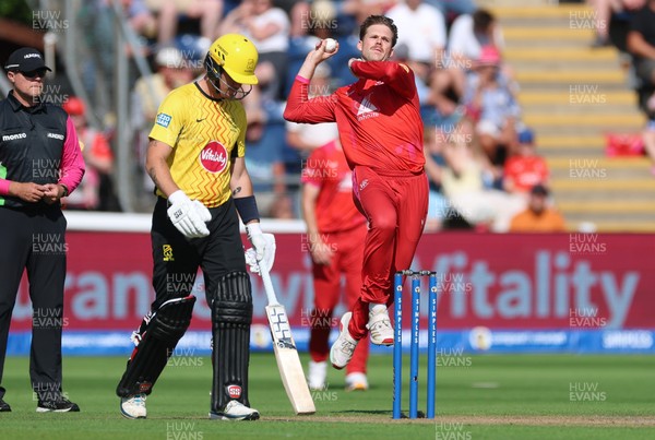 290726 - Welsh Fire Men v Trent Rockets Men, The Hundred - Lockie Ferguson of Welsh Fire bowls