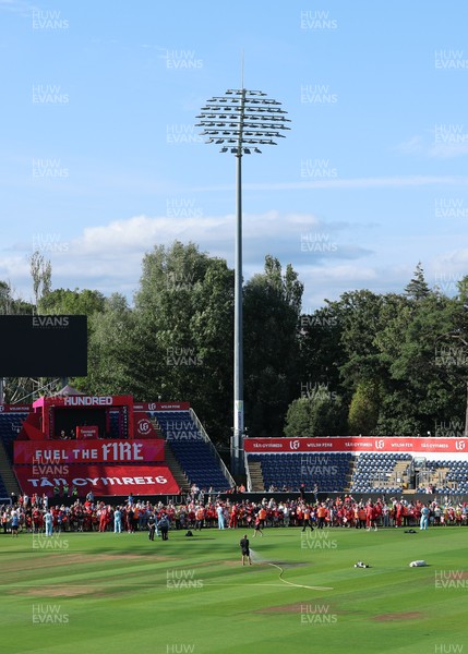 290726 - Welsh Fire Men v Trent Rockets Men, The Hundred - Fans wait at Sophia Gardens to get autographs and selfies with the Welsh Fire team