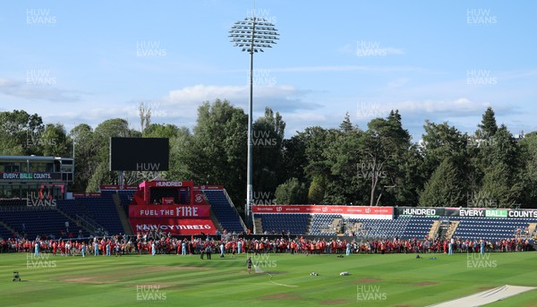 290726 - Welsh Fire Men v Trent Rockets Men, The Hundred - Fans wait at Sophia Gardens to get autographs and selfies with the Welsh Fire team