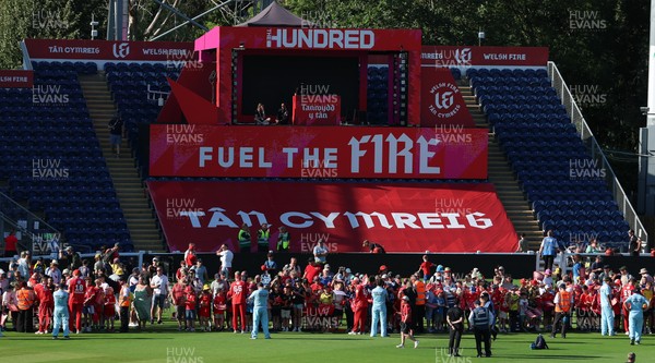 290726 - Welsh Fire Men v Trent Rockets Men, The Hundred - Fans wait at Sophia Gardens to get autographs and selfies with the Welsh Fire team