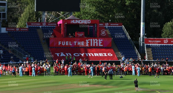 290726 - Welsh Fire Men v Trent Rockets Men, The Hundred - Fans wait at Sophia Gardens to get autographs and selfies with the Welsh Fire team