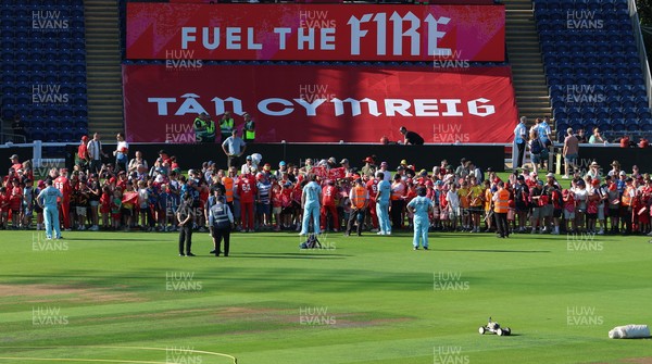 290726 - Welsh Fire Men v Trent Rockets Men, The Hundred - Fans wait at Sophia Gardens to get autographs and selfies with the Welsh Fire team