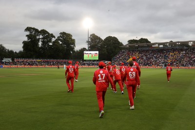 250726 - Welsh Fire v MI London - The Hundred - Welsh Fire run out onto the field