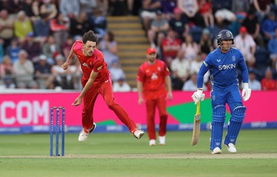 250726 - Welsh Fire v MI London - The Hundred - Marco Jansen of Welsh Fire bowling