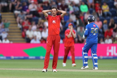 250726 - Welsh Fire v MI London - The Hundred - Marco Jansen of Welsh Fire bowling