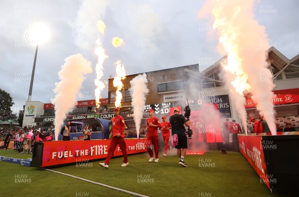 250726 - Welsh Fire v MI London - The Hundred - Welsh Fire run out onto the field