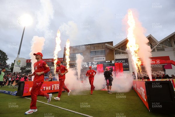 250726 - Welsh Fire v MI London - The Hundred - Welsh Fire run out onto the field