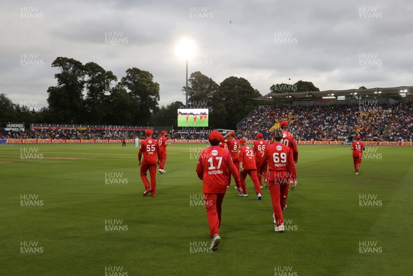 250726 - Welsh Fire v MI London - The Hundred - Welsh Fire run out onto the field