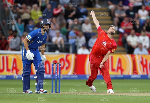 250726 - Welsh Fire v MI London - The Hundred - Chris Woakes of Welsh Fire bowling