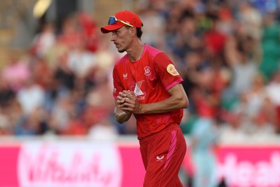 030826 - Welsh Fire v Southern Brave - The Hundred - Marco Jansen of Welsh Fire catches the ball to dismiss Jofra Archer