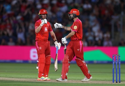 030826 - Welsh Fire v Southern Brave - The Hundred - Tom Kohler-Cadmore and Matthew Short of Welsh Fire batting