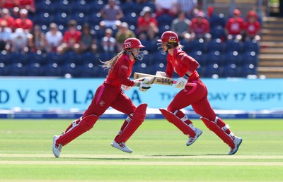 120826 - Welsh Fire Women v London Spirit Women, The Hundred - Freya Kemp of Welsh Fire and Sarah Bryce of Welsh Fire add the runs