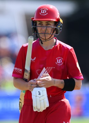 120826 - Welsh Fire Women v London Spirit Women, The Hundred - Heather Graham of Welsh Fire returns to the pavilion after being dismissed