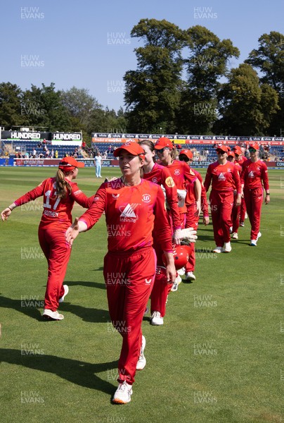 120826 - Welsh Fire Women v London Spirit Women, The Hundred - Welsh Fire players at the end of the match