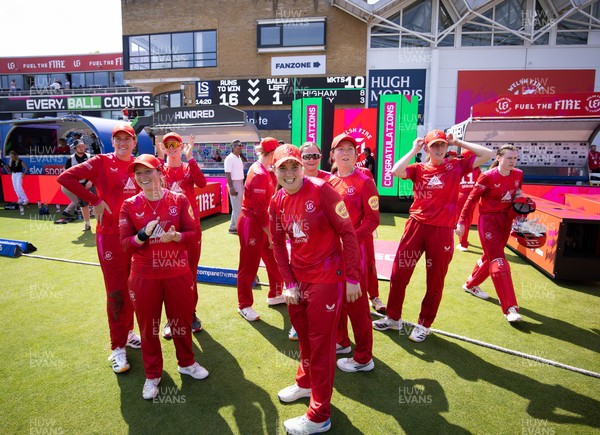 120826 - Welsh Fire Women v London Spirit Women, The Hundred - Welsh Fire players at the end of the match