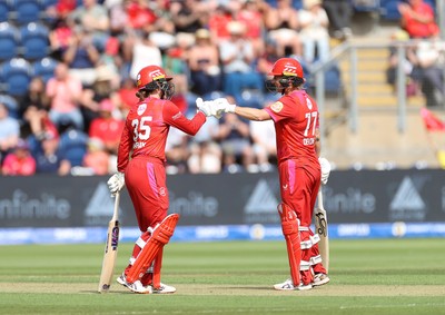250726 - Welsh Fire Women v MI London Women - The Hundred - Georgia Wareham and Sophie Devine of Welsh Fire batting