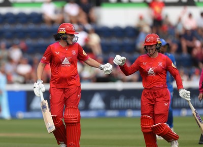 250726 - Welsh Fire Women v MI London Women - The Hundred - Em Arlott and Georgia Wareham of Welsh Fire batting