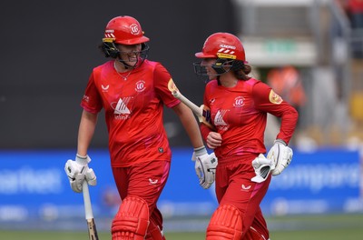 250726 - Welsh Fire Women v MI London Women - The Hundred - Em Arlott and Georgia Wareham of Welsh Fire batting