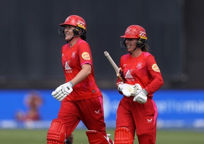 250726 - Welsh Fire Women v MI London Women - The Hundred - Em Arlott and Georgia Wareham of Welsh Fire batting