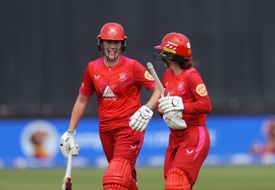 250726 - Welsh Fire Women v MI London Women - The Hundred - Em Arlott and Georgia Wareham of Welsh Fire batting