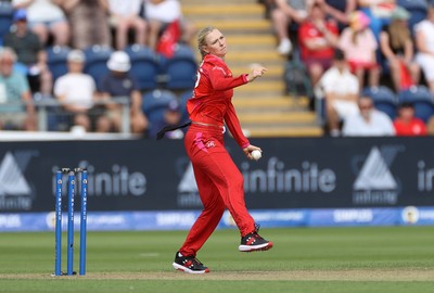 250726 - Welsh Fire Women v MI London Women - The Hundred - Sophia Smale of Welsh Fire bowling