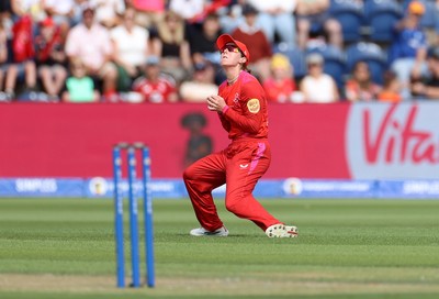 250726 - Welsh Fire Women v MI London Women - The Hundred - Heather Graham of Welsh Fire catches the ball to dismiss Hayley Matthews