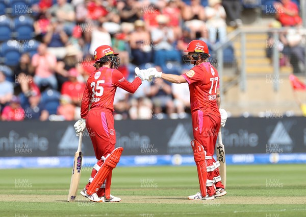 250726 - Welsh Fire Women v MI London Women - The Hundred - Georgia Wareham and Sophie Devine of Welsh Fire batting