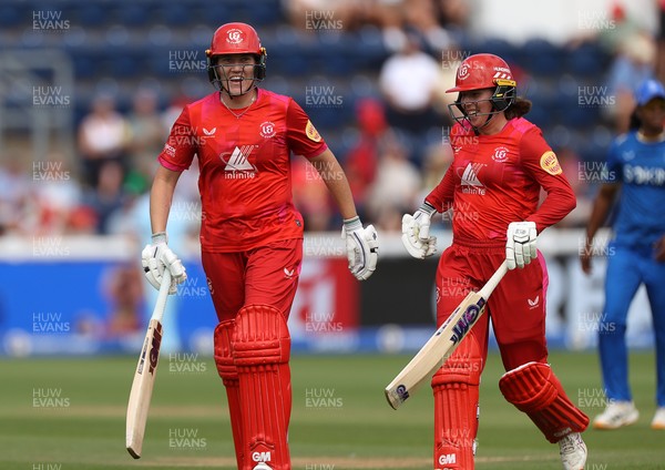 250726 - Welsh Fire Women v MI London Women - The Hundred - Em Arlott and Georgia Wareham of Welsh Fire batting