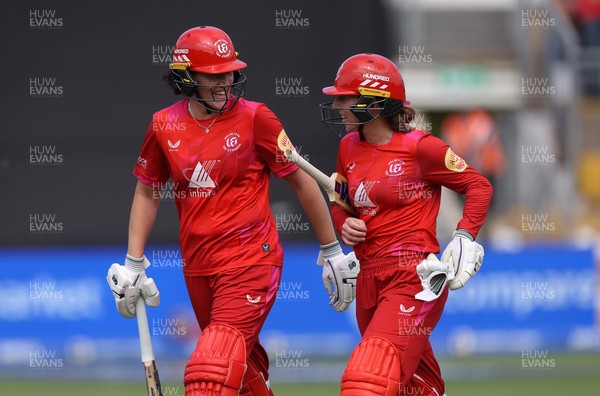 250726 - Welsh Fire Women v MI London Women - The Hundred - Em Arlott and Georgia Wareham of Welsh Fire batting