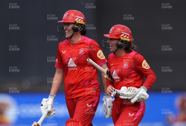 250726 - Welsh Fire Women v MI London Women - The Hundred - Em Arlott and Georgia Wareham of Welsh Fire batting