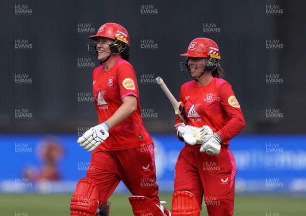 250726 - Welsh Fire Women v MI London Women - The Hundred - Em Arlott and Georgia Wareham of Welsh Fire batting
