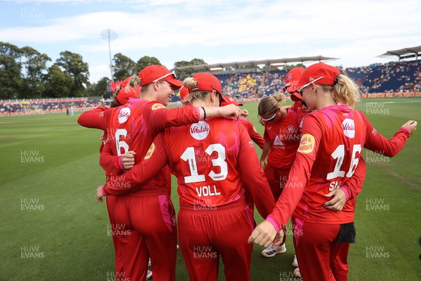 250726 - Welsh Fire Women v MI London Women - The Hundred - Team huddle