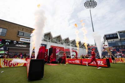 030826 - Welsh Fire Women v Southern Brave Women - The Hundred - Welsh Fire run out onto the field