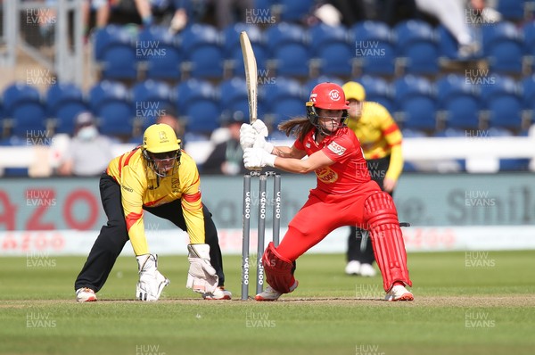 060821 - Welsh Fire Women v Trent Rockets Women, The Hundred - Sophie Luff of Welsh Fire plays a shot