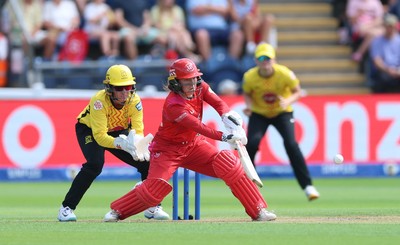290726 - Welsh Fire Women v Trent Rockets Women, The Hundred - Ella McCaughan of Welsh Fire plays a shot