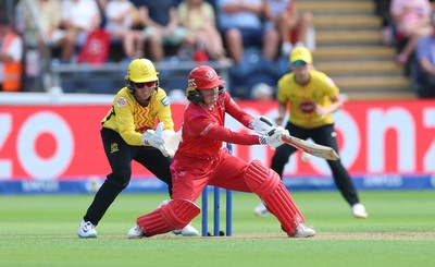290726 - Welsh Fire Women v Trent Rockets Women, The Hundred - Ella McCaughan of Welsh Fire plays a shot