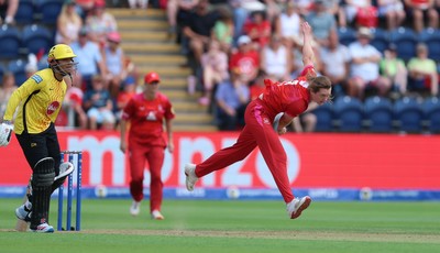 290726 - Welsh Fire Women v Trent Rockets Women, The Hundred - Grace Potts of Welsh Fire bowls